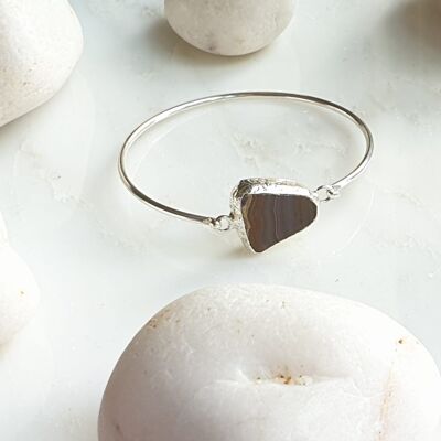 Brown Agate silver plated bangle (SN967)