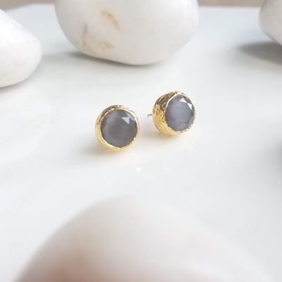 Grey Cat's Eye Studs (SN970)