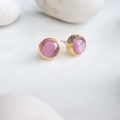 Pink Cat's Eye Studs (SN971)