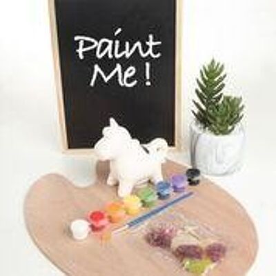Paint Your Own Ceramic Unicorn Coin Bank Kit with paints and Vegan Jellies