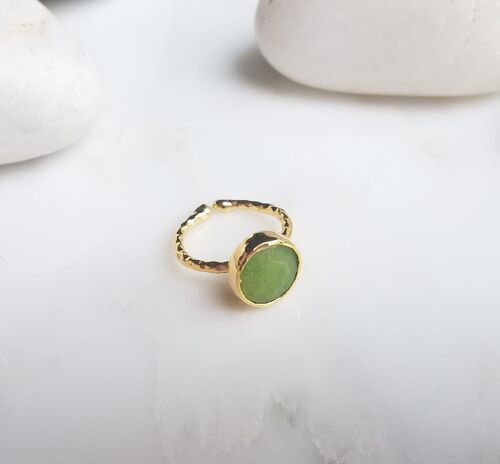 Zehra Olive Green Jade one stone ring (SN977)