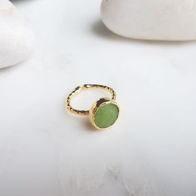 Zehra Olive Green Jade one stone ring (SN977)