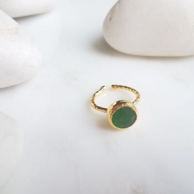 Zehra Ein-Stein-Ring aus dunkelgrüner Jade (SN978)