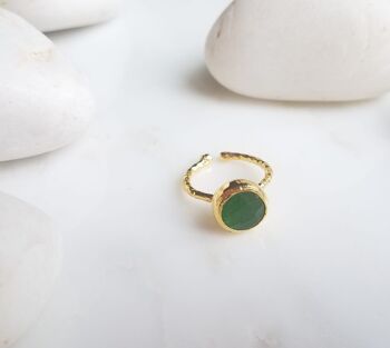 Bague Zehra Dark Green Jade une pierre (SN978) 1