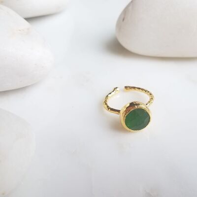 Zehra Dark Green Jade one stone ring (SN978)