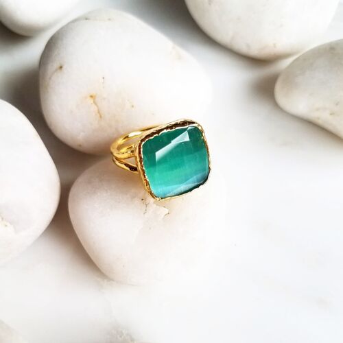 Green square Cat's Eye ring (SN980)