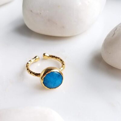 Zehra Light Blue Jade one stone ring (SN982)