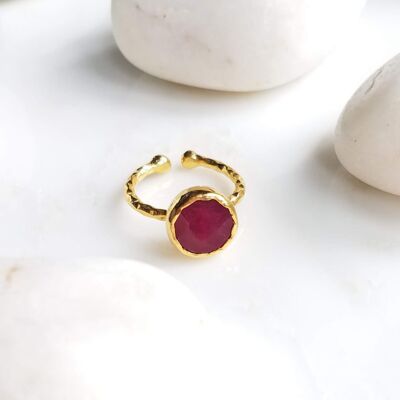 Zehra Garnet Red Jade one stone ring (SN983)