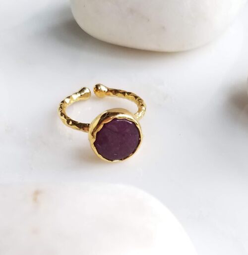 Zehra Dark Purple Jade one stone ring (SN984)