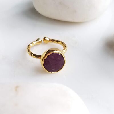 Zehra Dark Purple Jade Ring mit einem Stein (SN984)