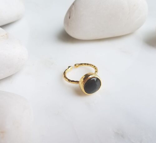 Zehra black onyx one stone ring (SN985)