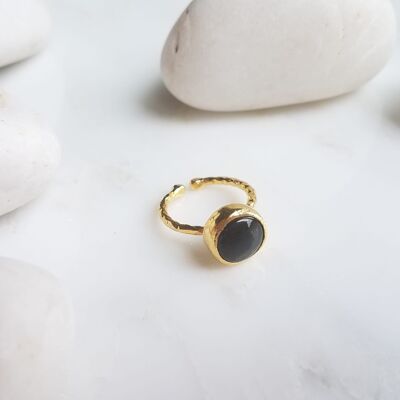 Zehra black onyx one stone ring (SN985)