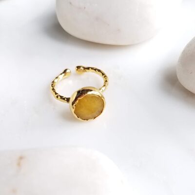 Bague une pierre en jade jaune (SN986)