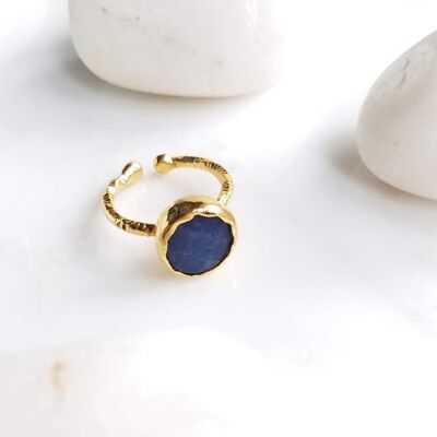 Zehra Blue Jade anello con una pietra (SN988)