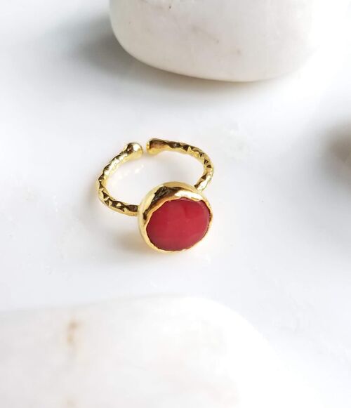 Zehra Red Jade one stone ring (SN989)