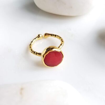 Zehra Red Jade Ring mit einem Stein (SN989)