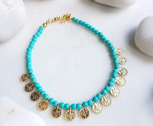 Multi Coin Anklet - Turquoise (SN992)