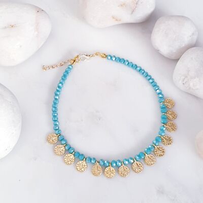 Multi Coin Anklet - Blue (SN993)