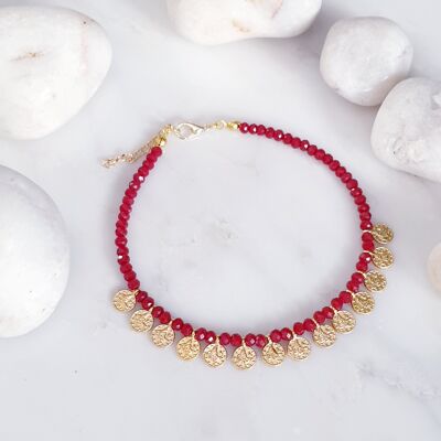 Multi Coin Anklet - Red (SN995)