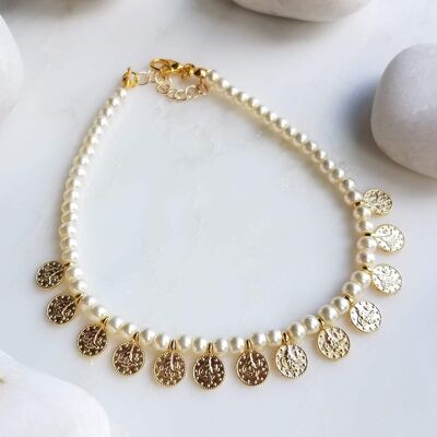 Multi Coin Anklet - Pearl (SN996)