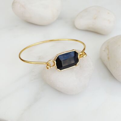 Faceted Crystal Quartz Bangles - Black (SN1002)