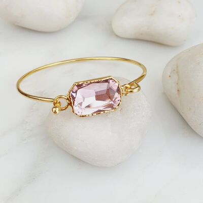 Faceted Crystal Quartz Bangles - Pink (SN1004)