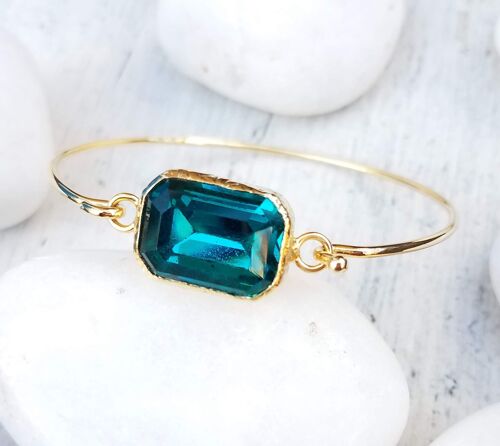 Faceted Crystal Quartz Bangles - Teal (SN1006)