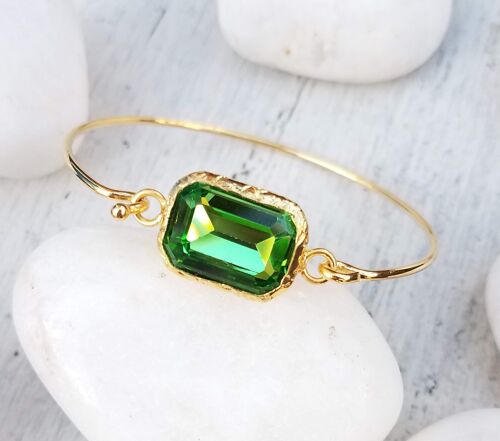 Faceted Crystal Quartz Bangles - Green (SN1007)