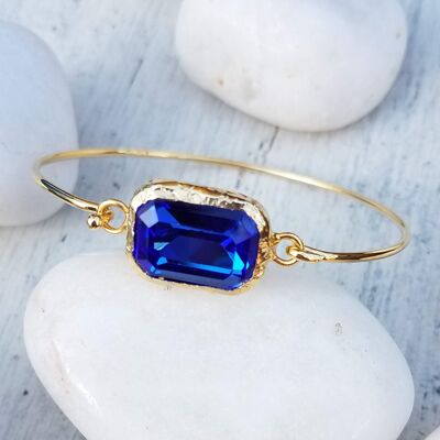 Faceted Crystal Quartz Bangles - Midnight Blue (SN1008)