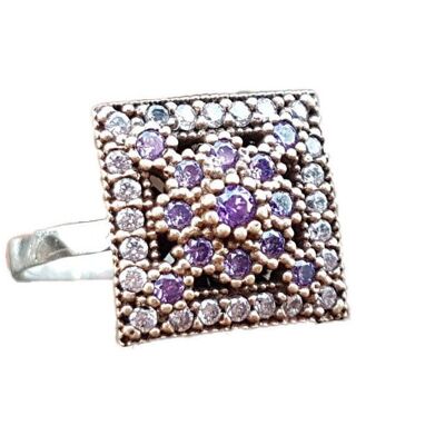 Irem Amethyst Purple 925 Silver Square Ring (SN1015)