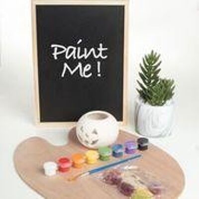 Paint Your Own 2 x Ceramic Halloween tealight Kit with paints and Vegan Jellies