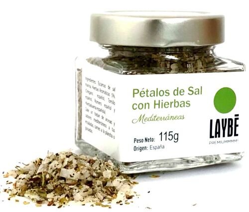 Tarro cristal Pétalos de Sal con Hierbas Meditrerráneas 115g