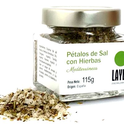 Glass Jar Petals of Salt with Mediterranean Herbs 115g
