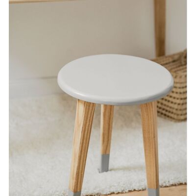 Tabouret bois massif gris RÉTRO