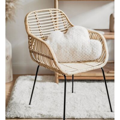 Fauteuil enfant en rotin et pieds métal JAVA