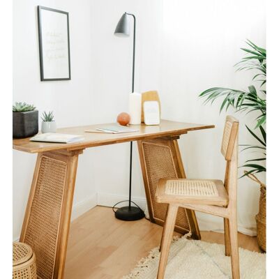 Desk - Console in mindy wood and caning WOCCA
