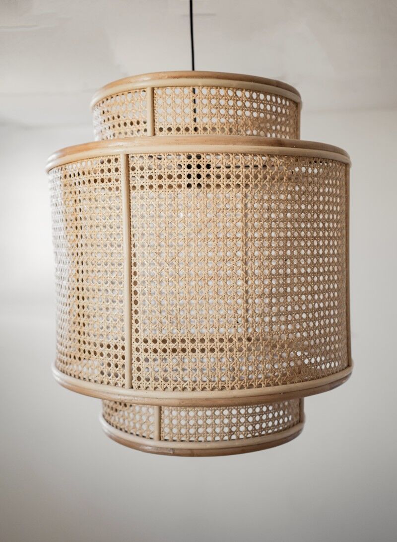 JACK 50 cm runde Hängelampe/Schirm aus Korbgeflecht