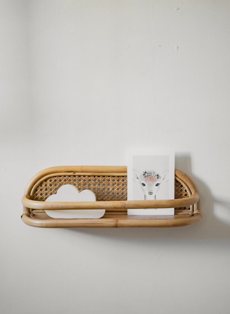 Wandregal aus Rattan und Rohrgeflecht 50 cm JACK