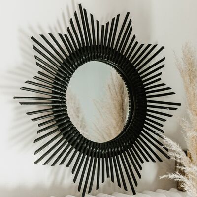 Specchio solare in rattan MATAHARI-Nero