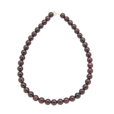 Red garnet necklace - 10mm ball stones - 39 cm - Silver clasp
