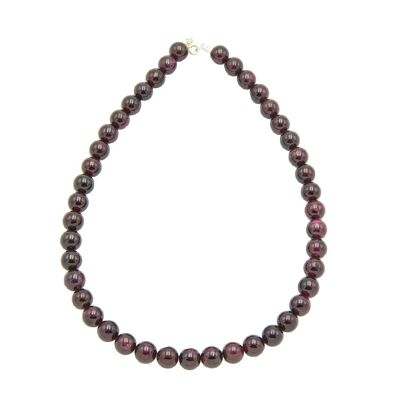 Collana di granato rosso - Pietre a sfera da 10 mm - 39 cm - Chiusura in oro