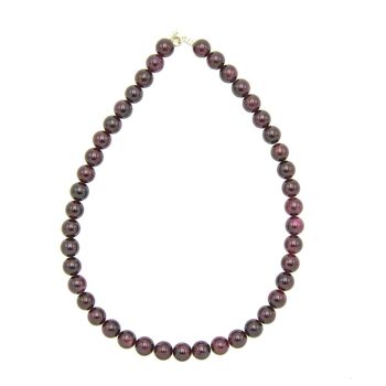 Collier Grenat rouge - Pierres boules 10mm - 48 cm- Fermoir argent 2