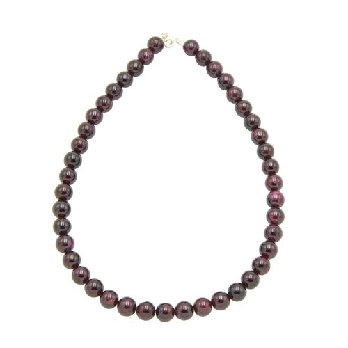 Collier Grenat rouge - Pierres boules 10mm - 56 cm- Fermoir or