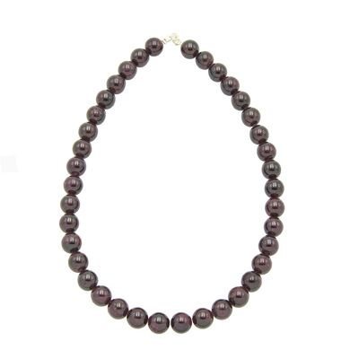 Collana di granato rosso - Pietre a sfera 12mm - 39 cm - Chiusura in argento