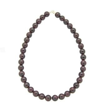 Collier Grenat rouge - Pierres boules 12mm - 48 cm- Fermoir or 1