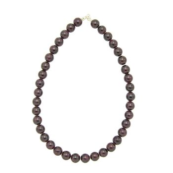 Collier Grenat rouge - Pierres boules 12mm - 48 cm- Fermoir or 2