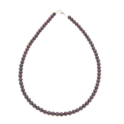 Red garnet necklace - 6mm ball stones - 39 cm - Silver clasp