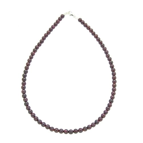 Collier Grenat rouge - Pierres boules 6mm - 39 cm- Fermoir or