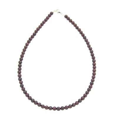 Collana di granato rosso - Pietre a sfera 6mm - 42 cm - Chiusura in argento