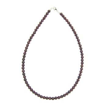 Collier Grenat rouge - Pierres boules 6mm - 56 cm- Fermoir or 2